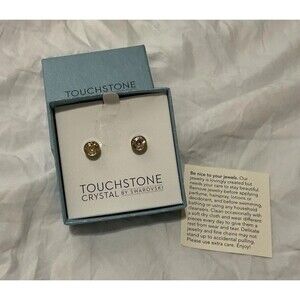 Touchstone Crystal, Antique Ice Post Earrings, Golden Shadow, NWB, 4419EF